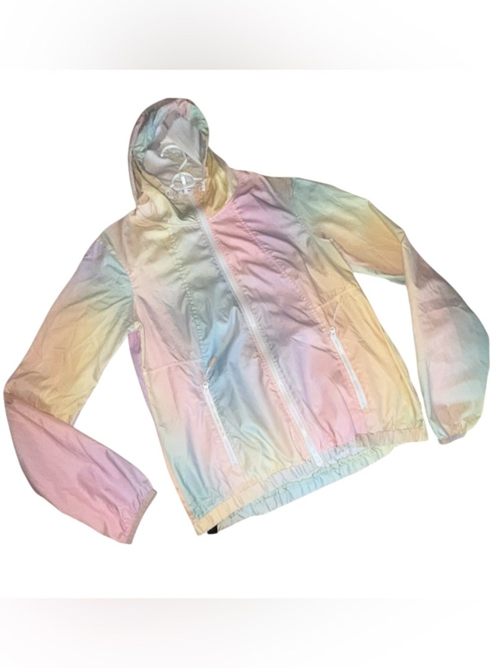 Bench Pastel Rainbow Hooded Windbreaker Jacket / Raincoat Y2K - RARE! 🌈
